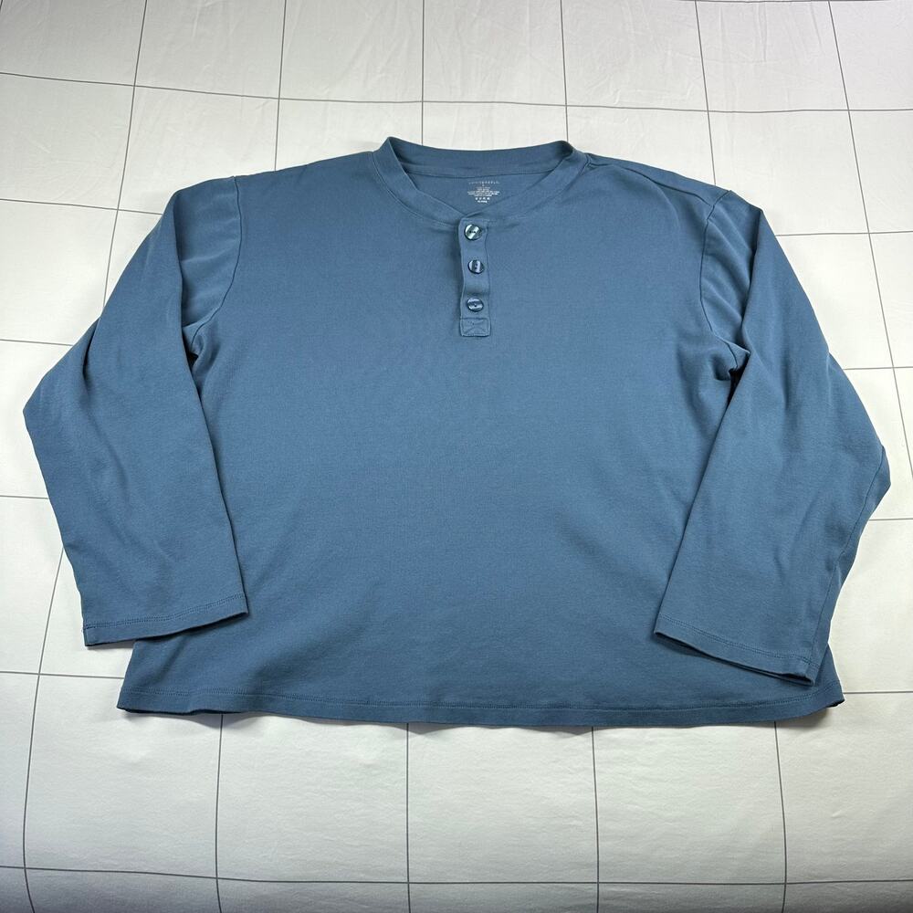 Summersalt Henley Top Womens Large Blue Long Sleeve Lounge Pajama Casual Stretch